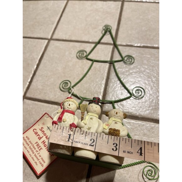 HALLMARK Christmas Tree Card/Photo Holder Display 3 Snowman Green Metal Wire 12" - Picture 7 of 13